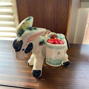 Vintage Donkey Floral Salt and Pepper Shaker Set With Baskets